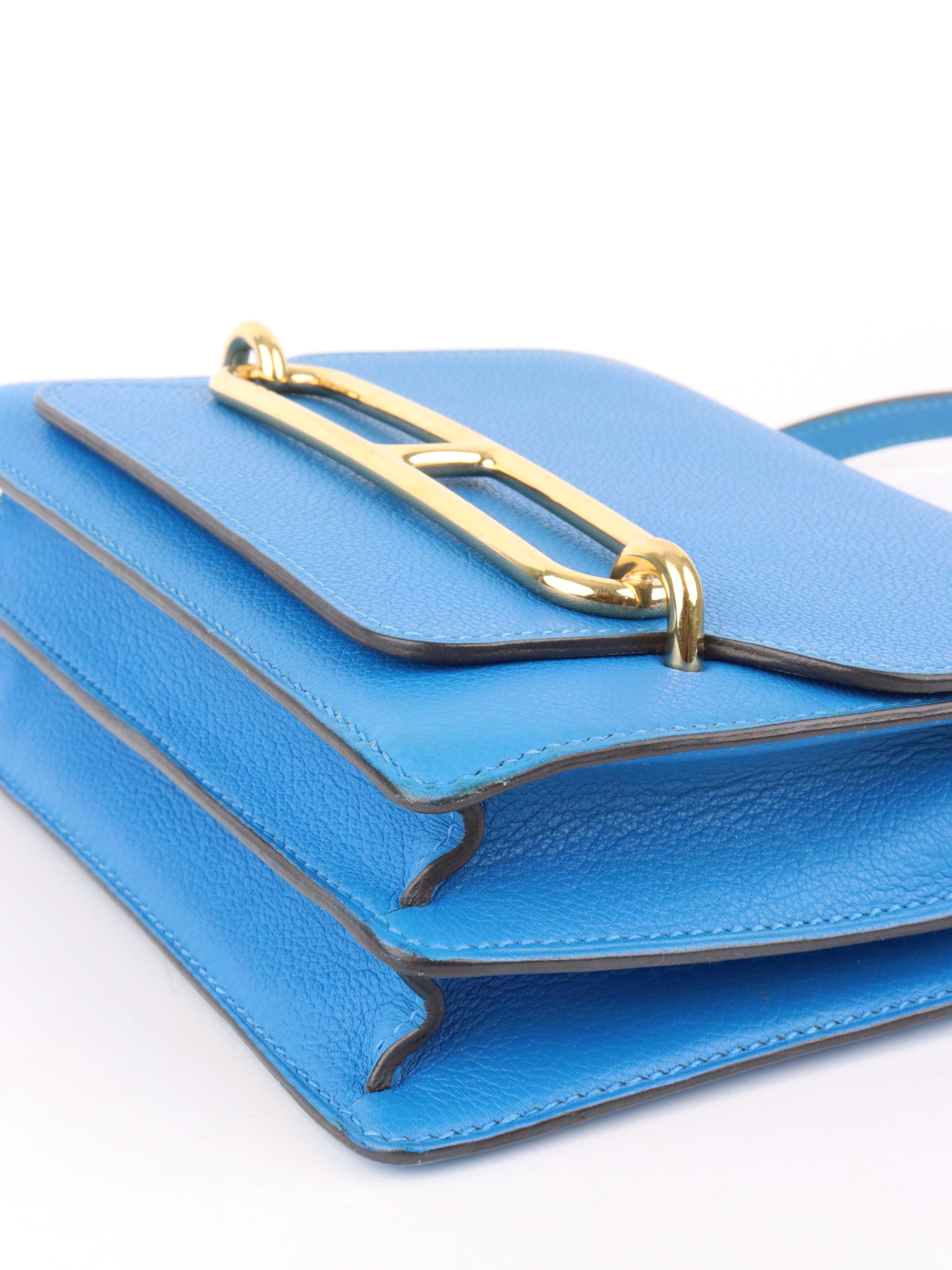 Hermes Mini Roulis Bag in Bleu Hydra GHW.