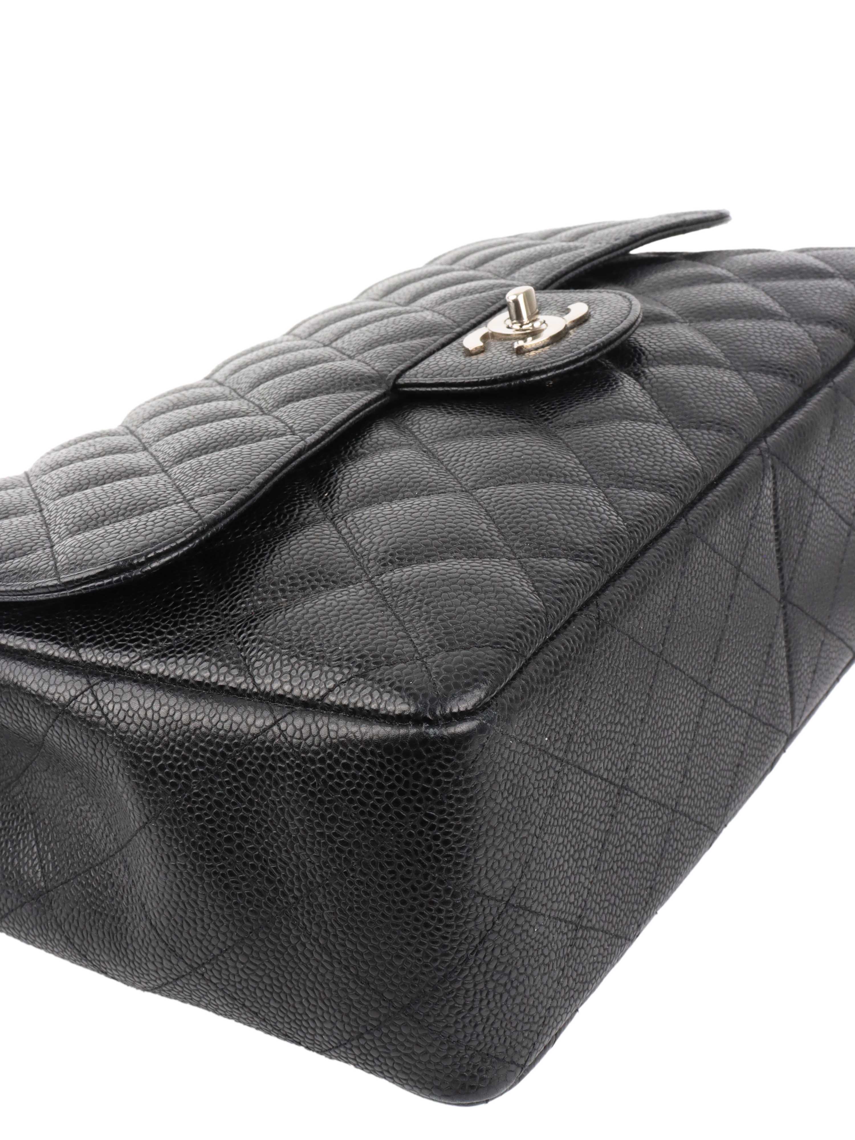 Chanel Black Jumbo Caviar Single Classic Flap.