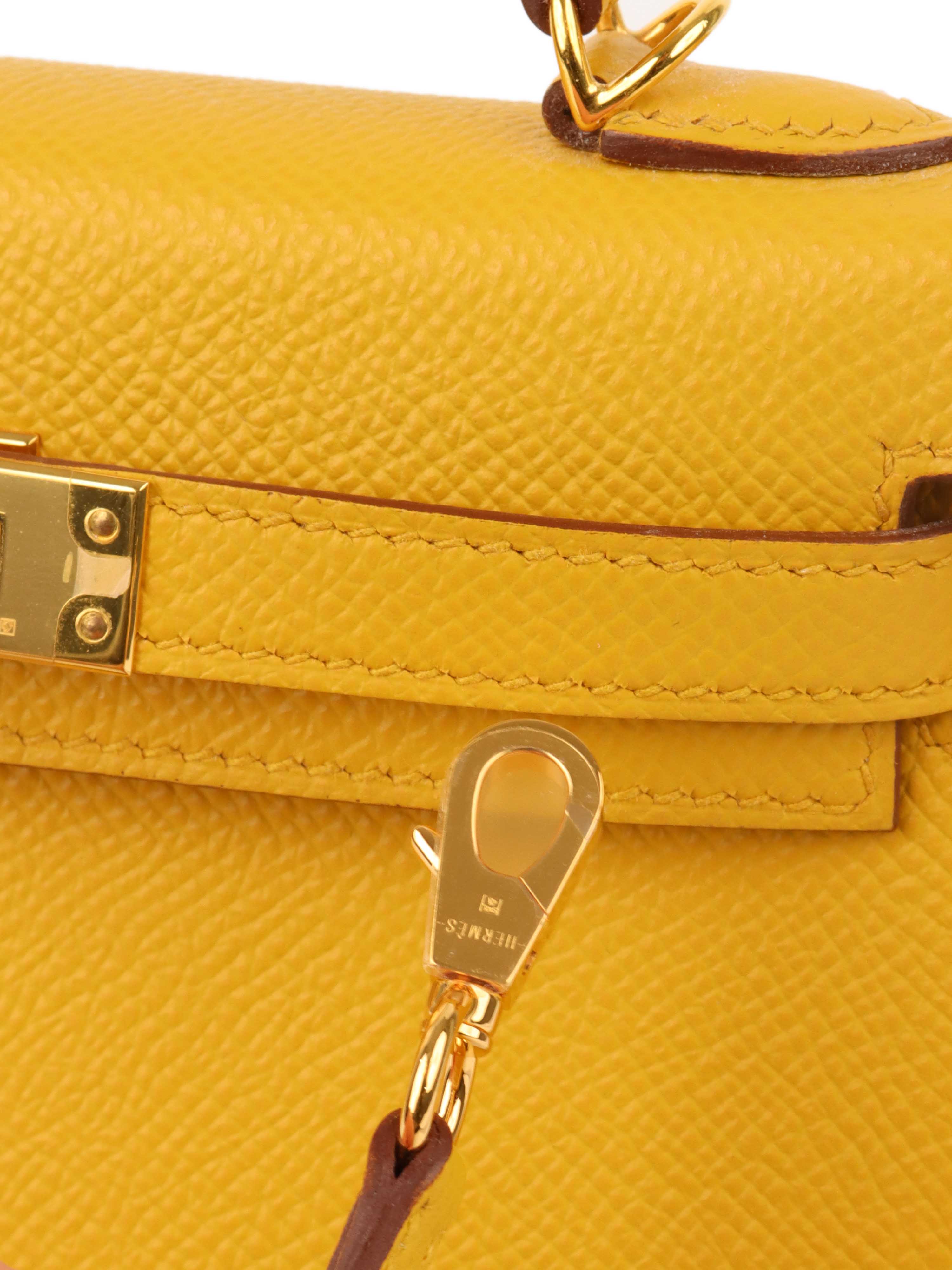 Hermes 9D Jaune Amber Mini Kelly II Epsom GHW