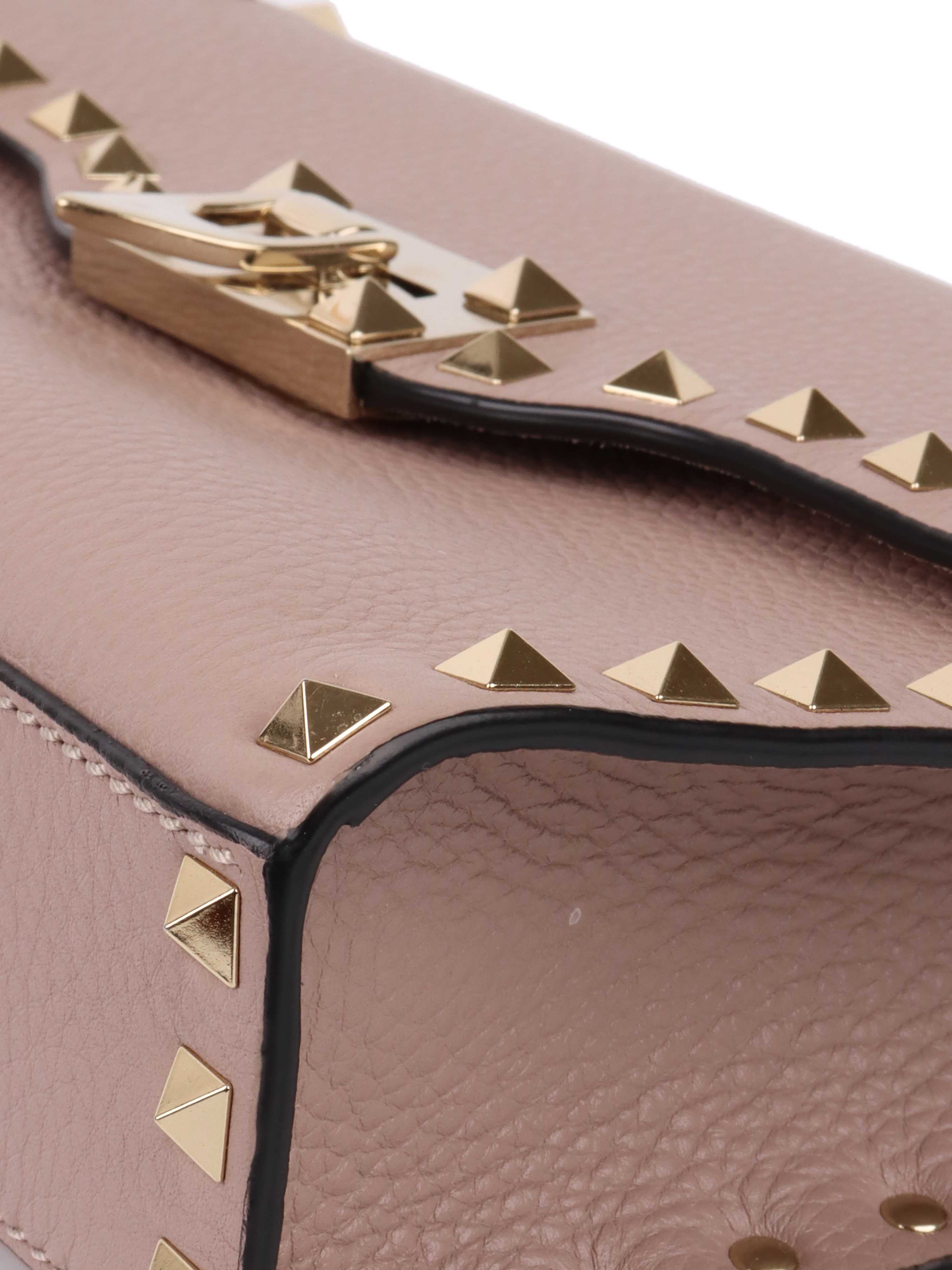 Valentino Small Rockstud Grainy Calfskin Crossbody Bag.