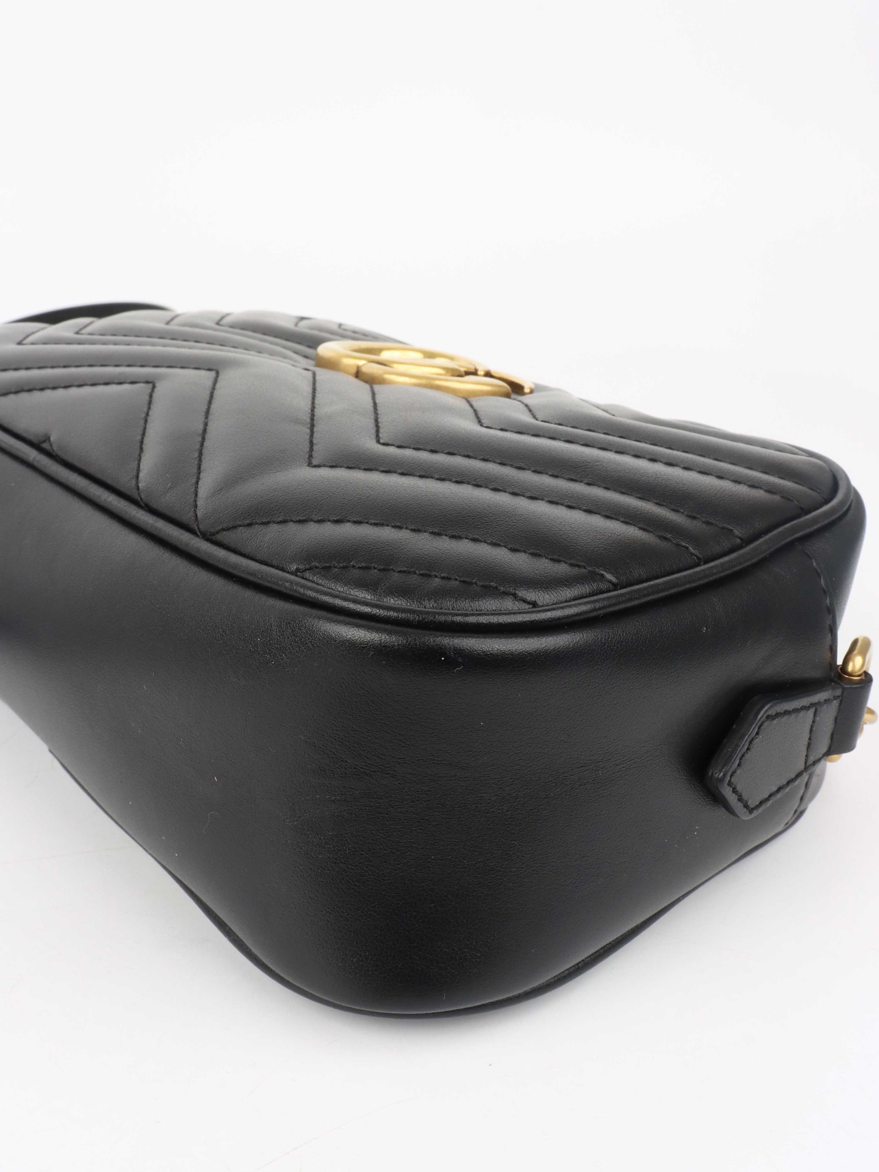 Gucci Small Black Marmont Camera Bag.