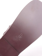 Chanel 21C Burgundy Red Patent Gold CC Logo Mule Slides.