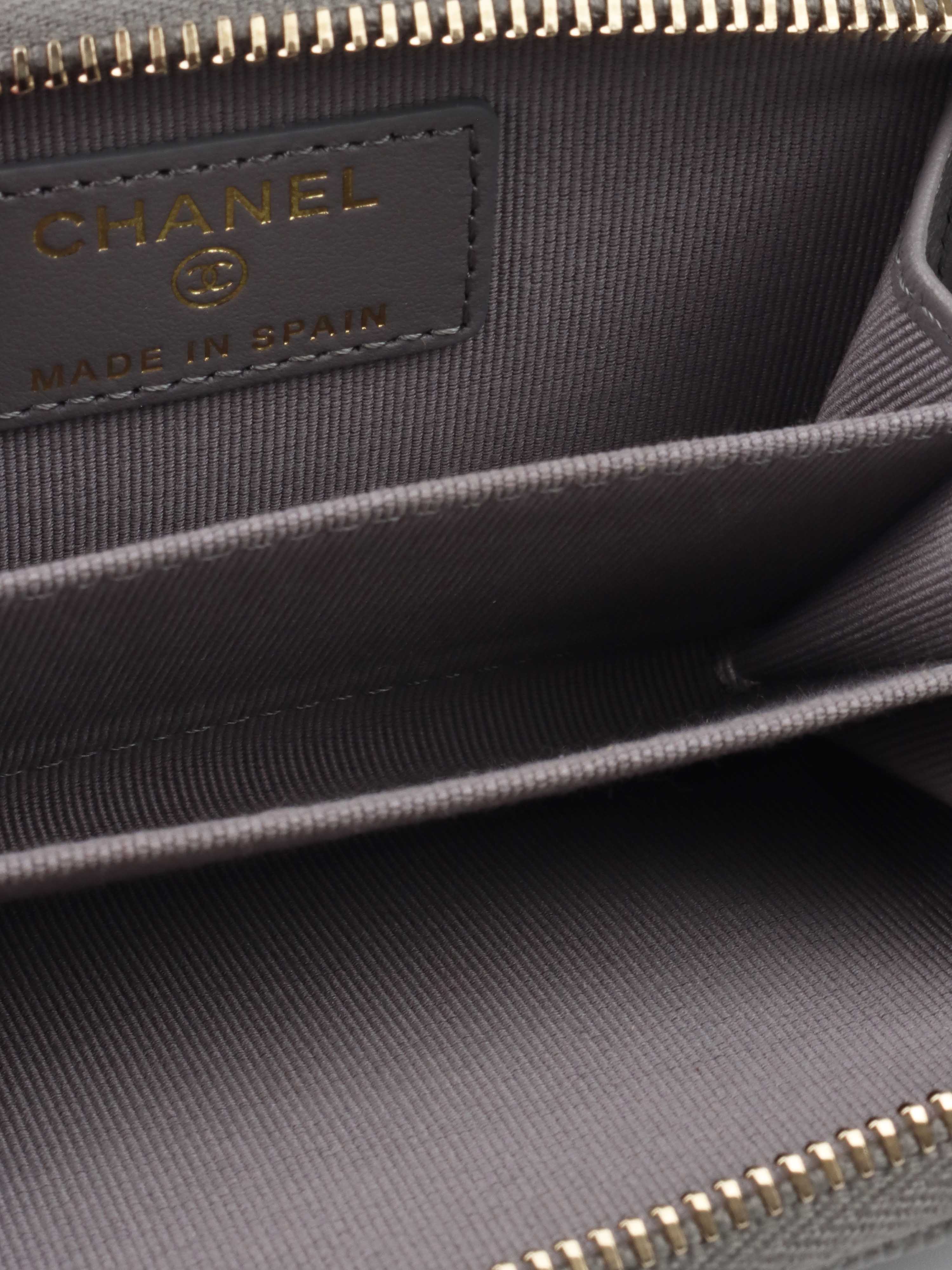 Chanel Grey Caviar Zip Classic Zipped Coin Purse.