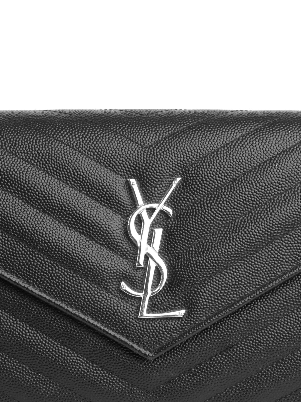 Saint Laurent Black Cassandre Envelope Chain Wallet