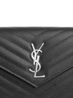 Saint Laurent Black Cassandre Envelope Chain Wallet