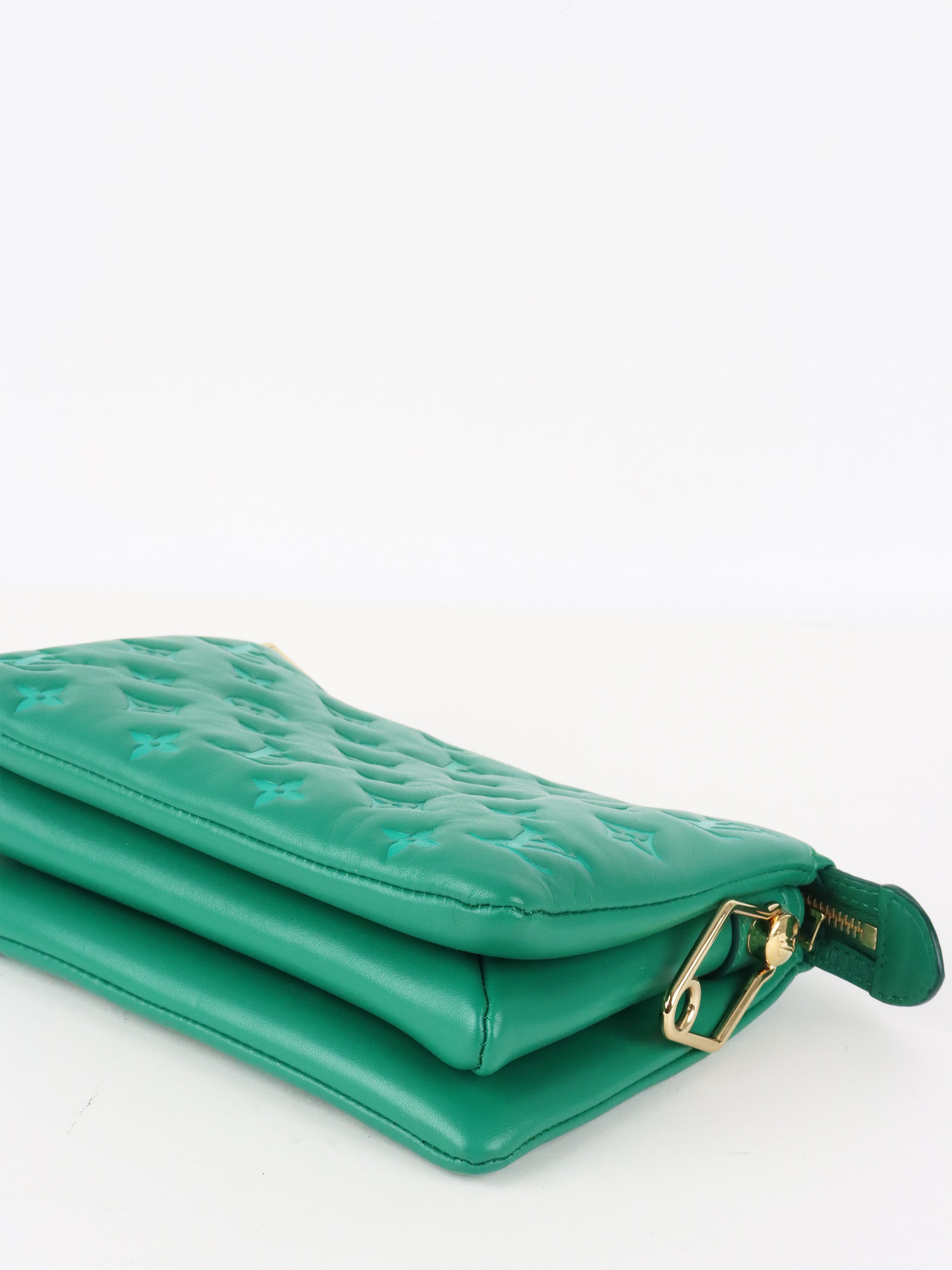 Louis Vuitton Vert Green Monogram Embossed Puffy Coussin BB Bag GHW