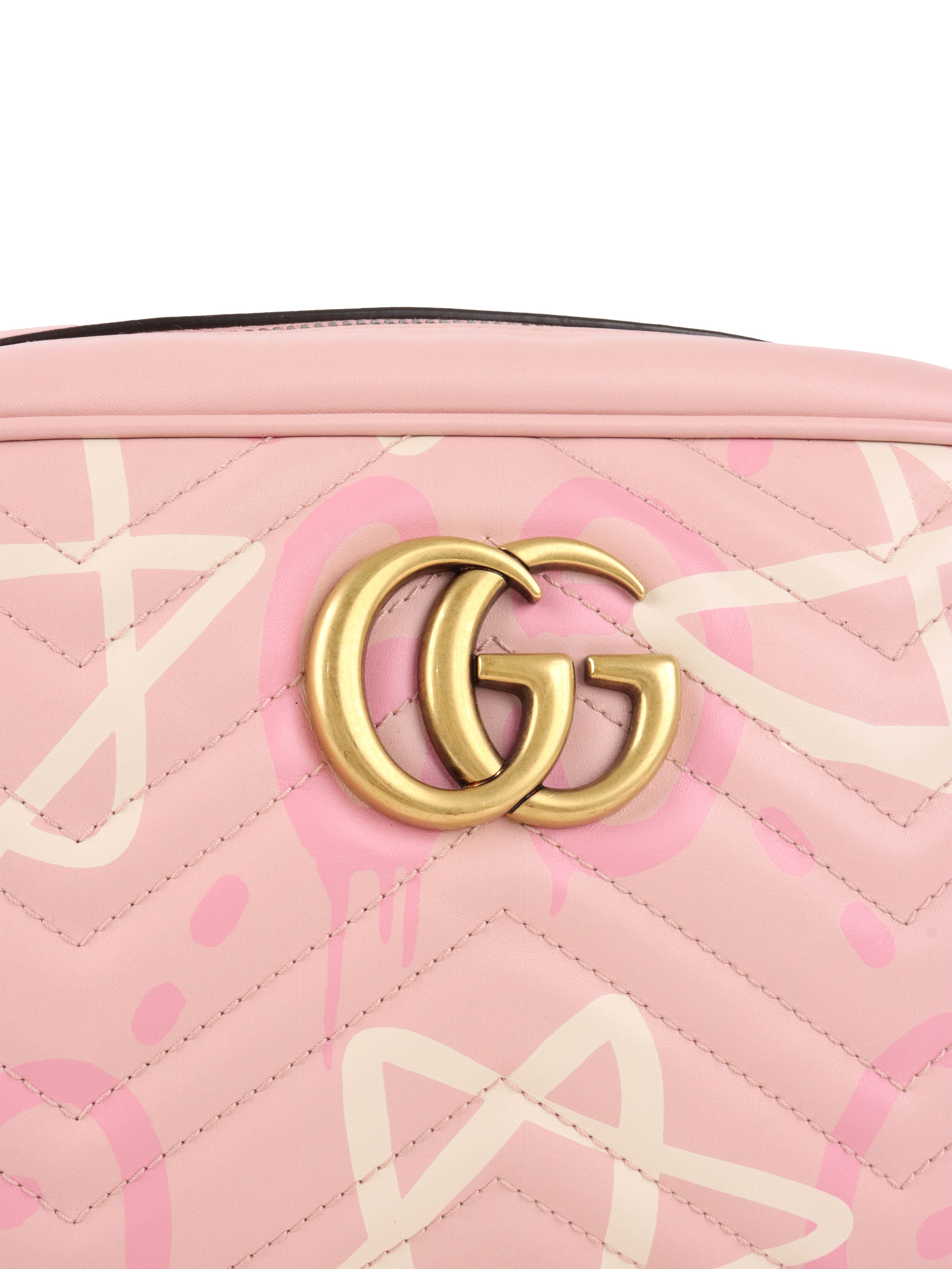 Gucci Pink Small GG Ghost Marmont Matelasse Camera Bag