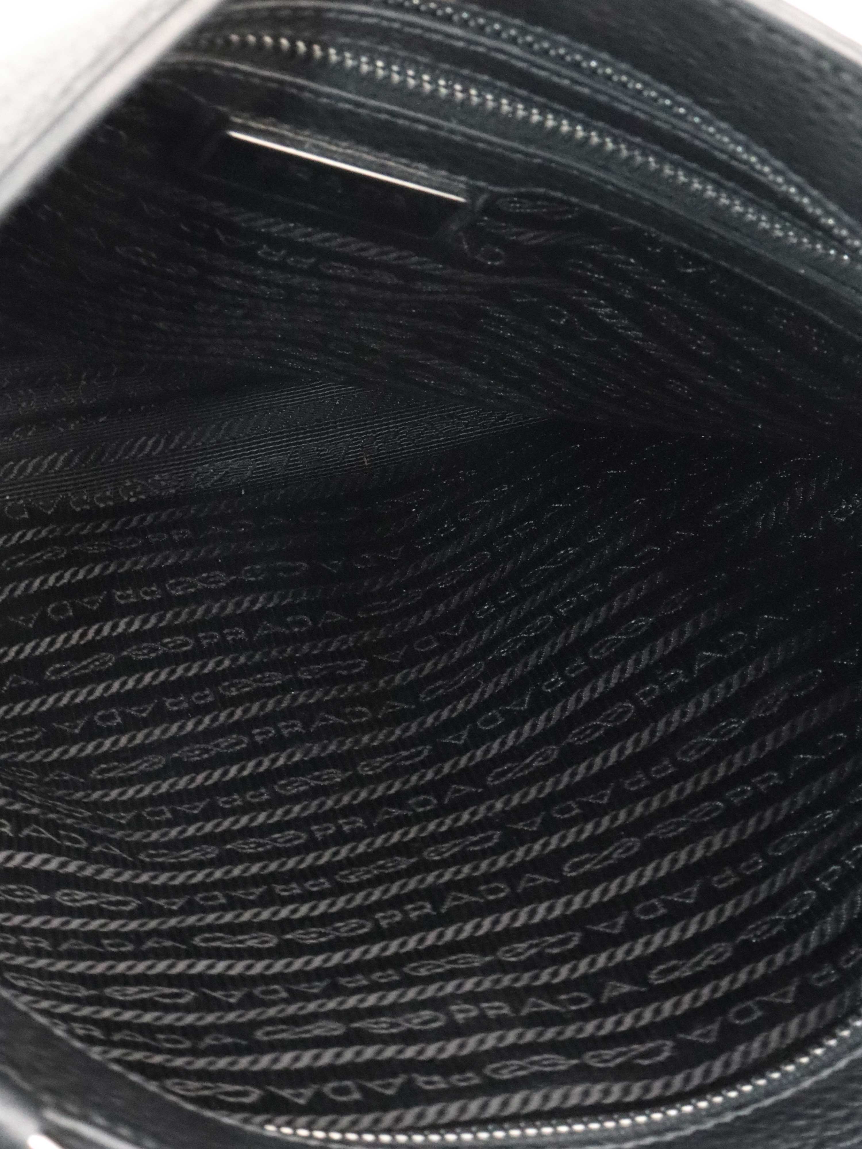 Prada Black Leather Messenger Bag.