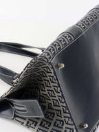 Fendi Vintage Navy Zucchino Canvas Boston Bag