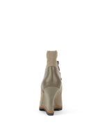 Chloe Khaki Grey Lace Up Wedge Boots