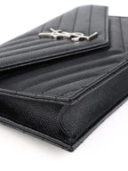 Saint Laurent Black Cassandre Envelope Chain Wallet