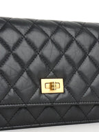 Chanel Black Aged Calfskin 2.55 Wallet On Chain