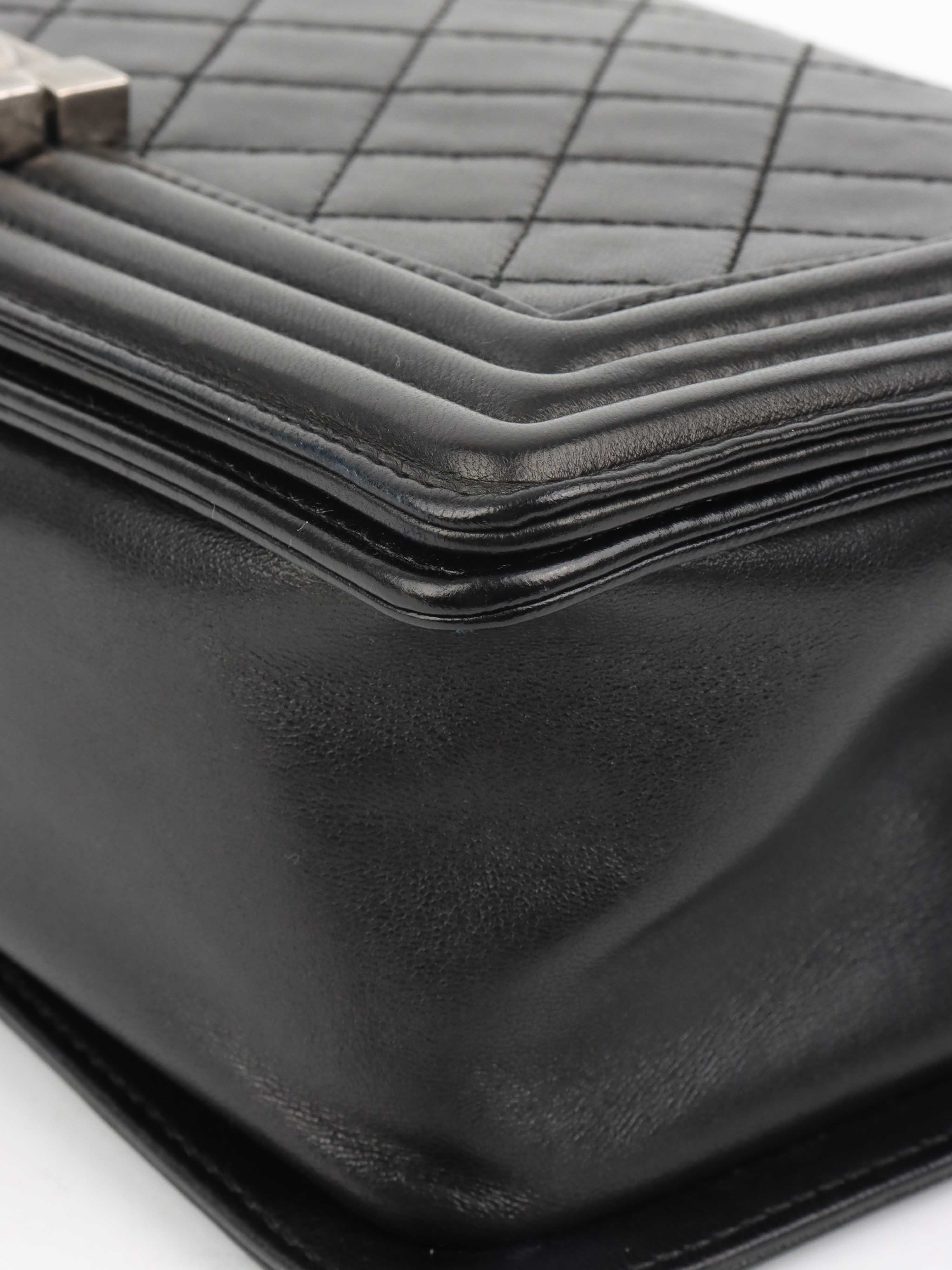 Chanel Black Medium Lambskin Boy Bag.