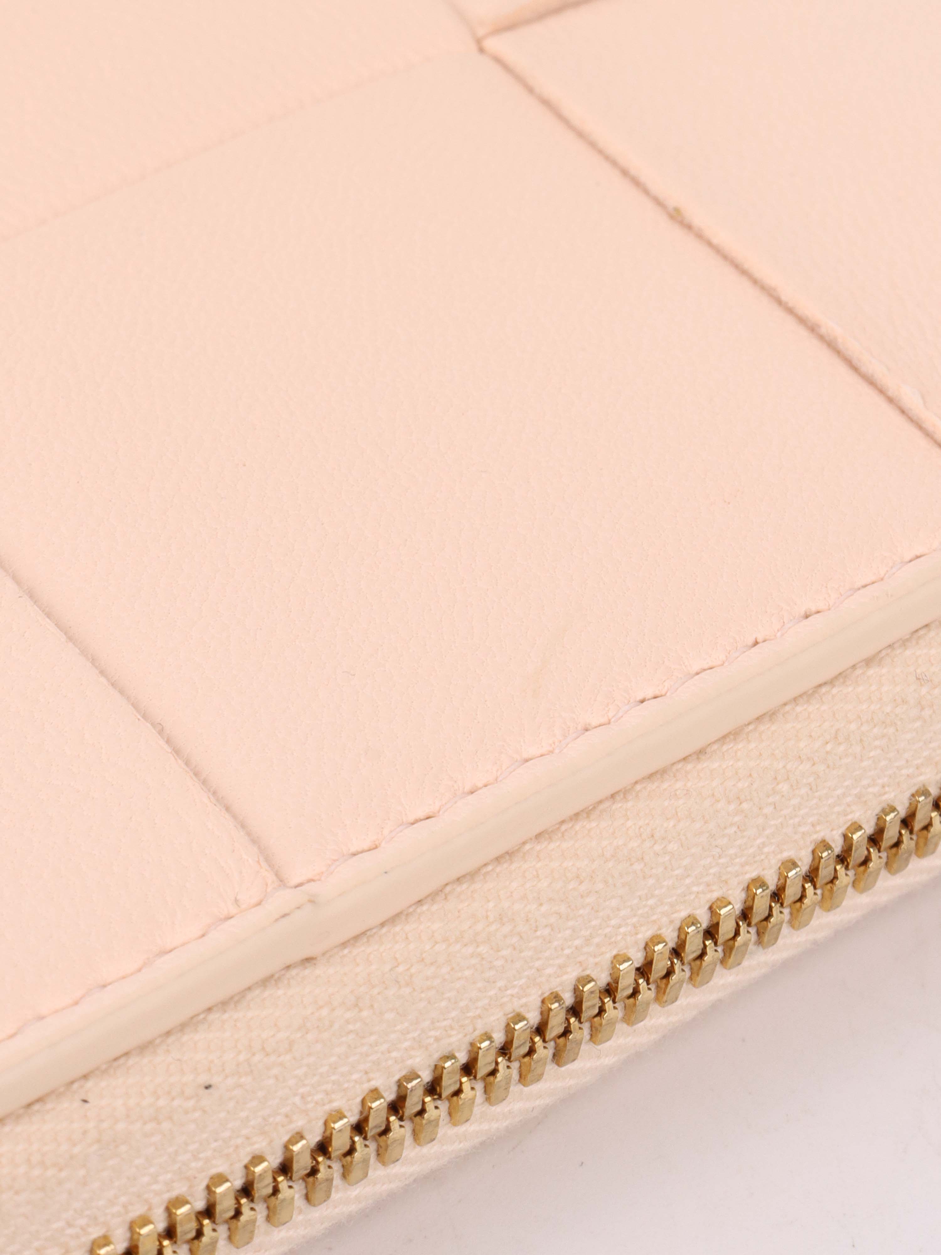 Bottega Veneta Light Pink Cassette Small Bi-Fold Wallet.