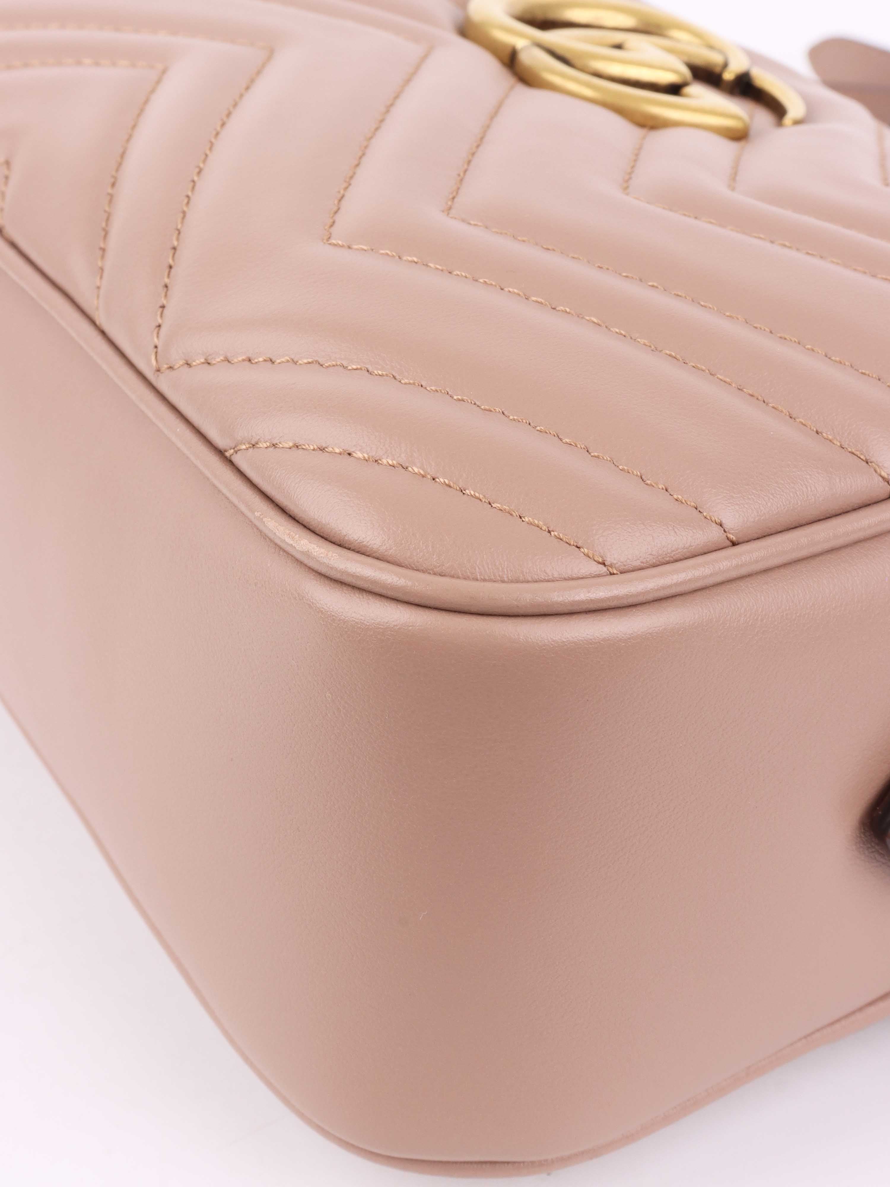 Gucci Small Beige Marmont Shoulder Bag.