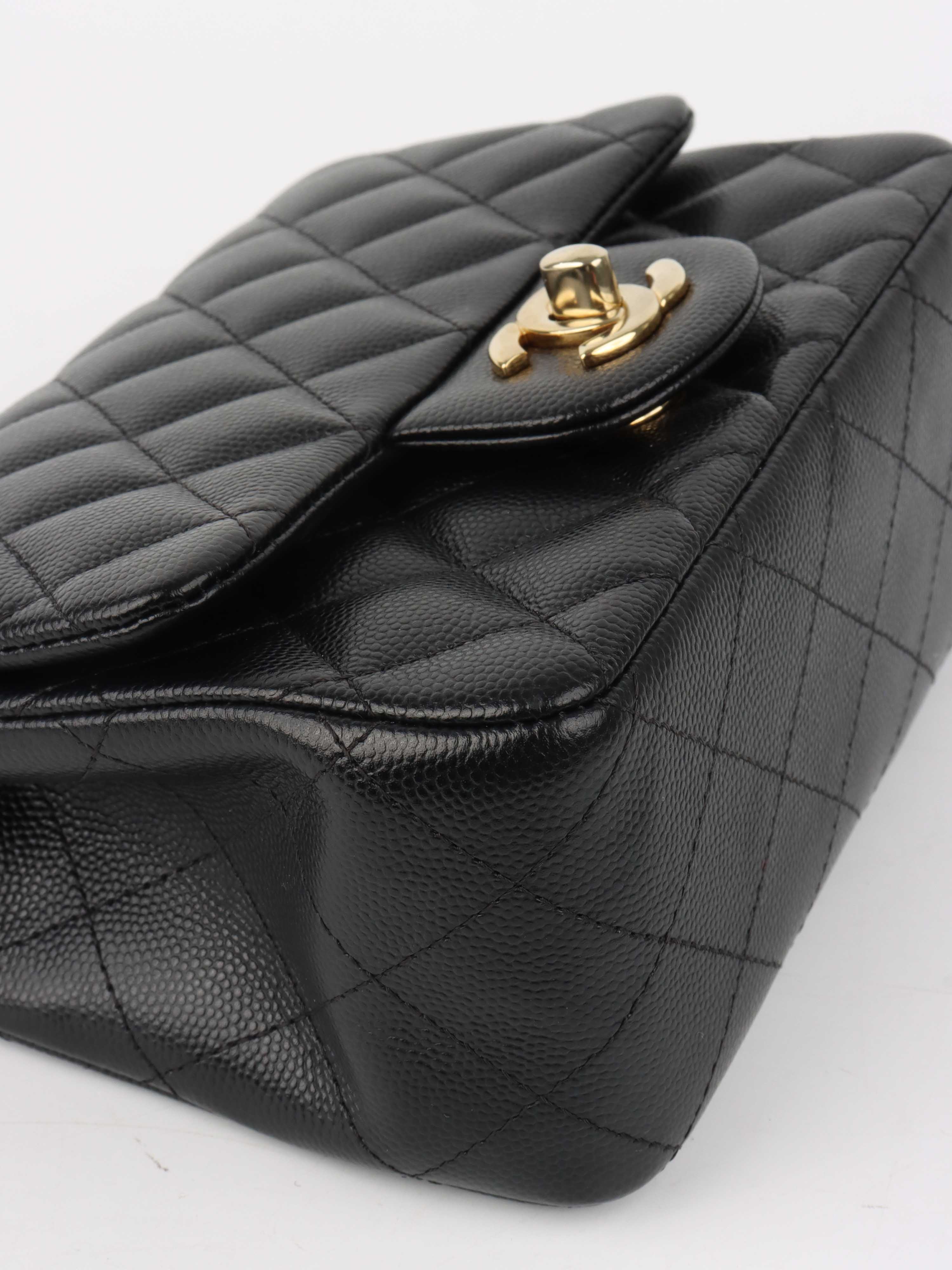 Chanel Black Caviar Mini Square Flap Bag GHW