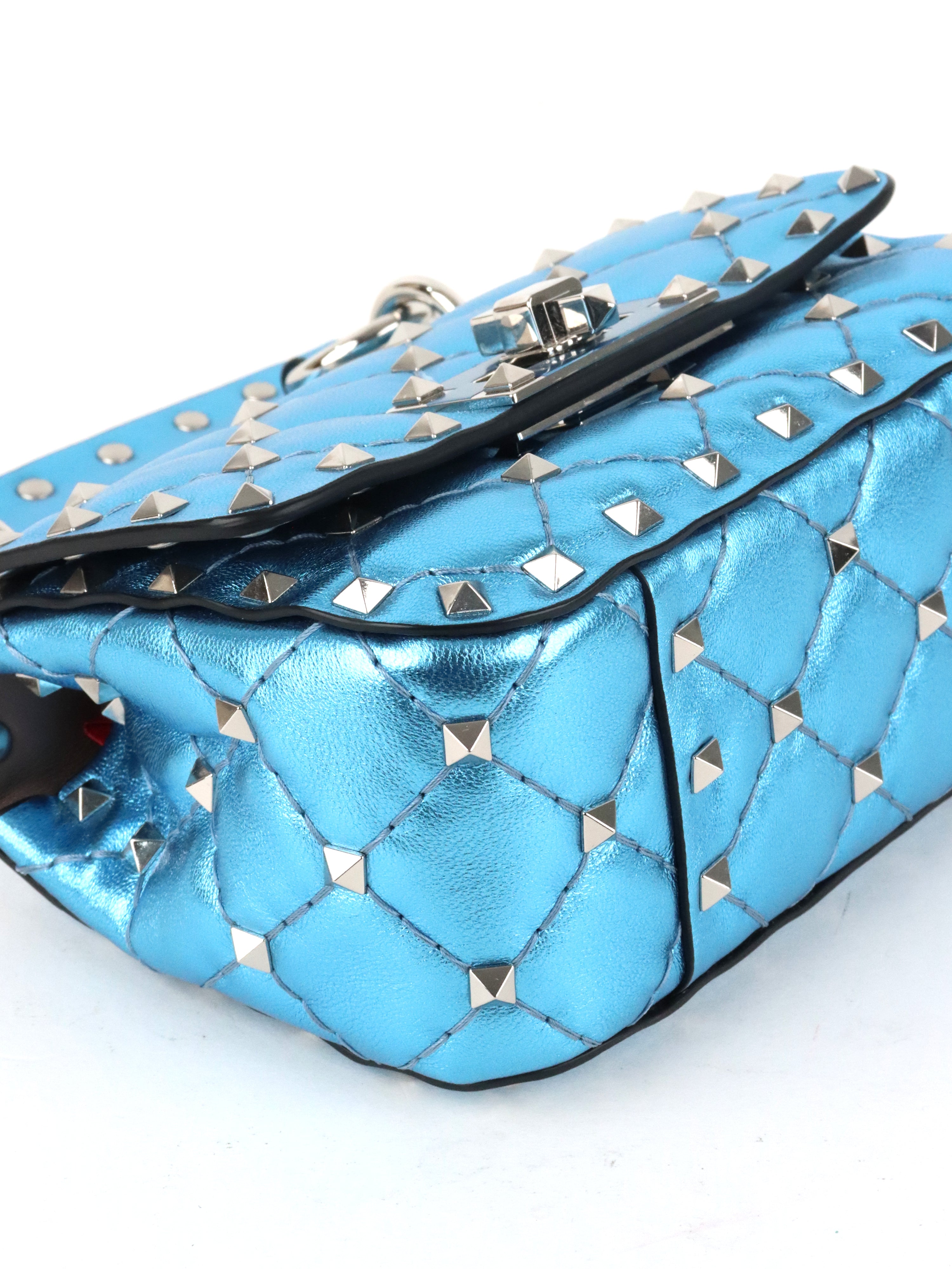 Valentino Blue Electric Cerulean Rockstud Spike Micro Bag