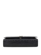 Saint Laurent Black Crocodile Embossed Chain Top Handle Kate Bag.