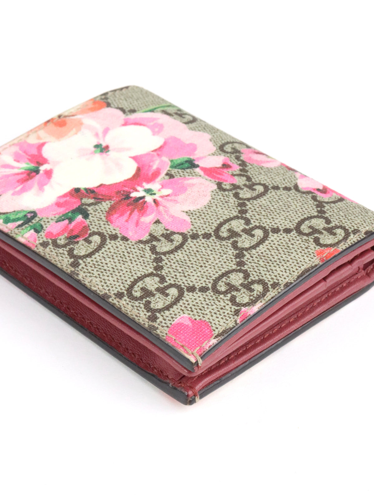 Gucci Ebony & Pink Bloom Supreme Fold Wallet