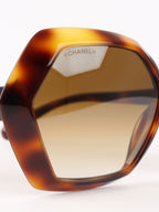 Chanel Brown Tortoise Hexagonal Gradient Sunglasses