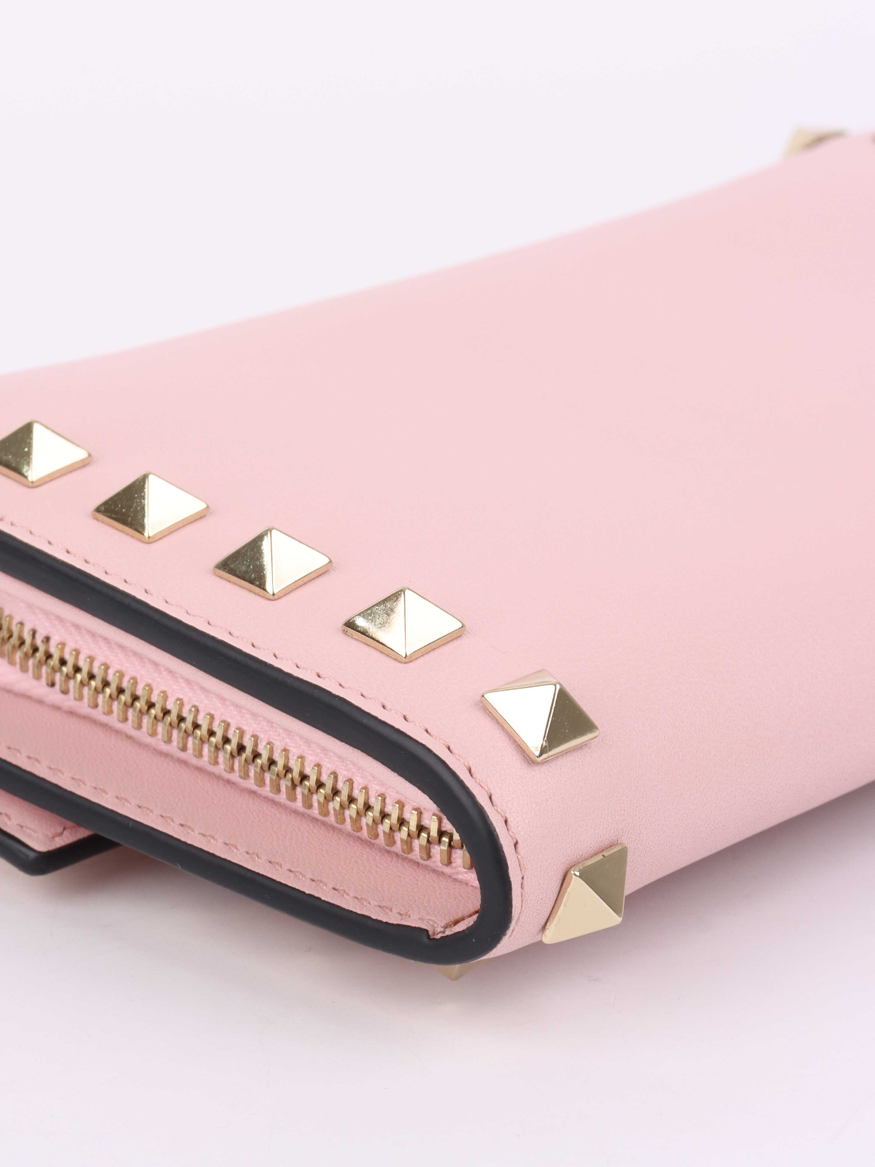 Valentino Pink Rockstud Wallet with Wristlet.