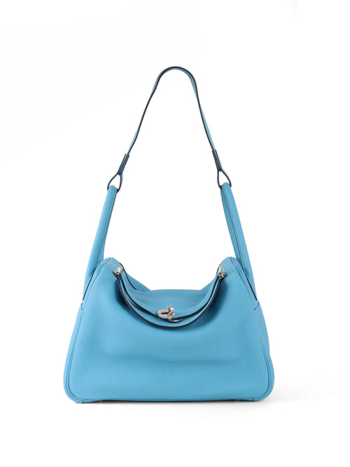 Hermes Lindy 30 P3 Bleu du Nord Clemence Leather Stamp D