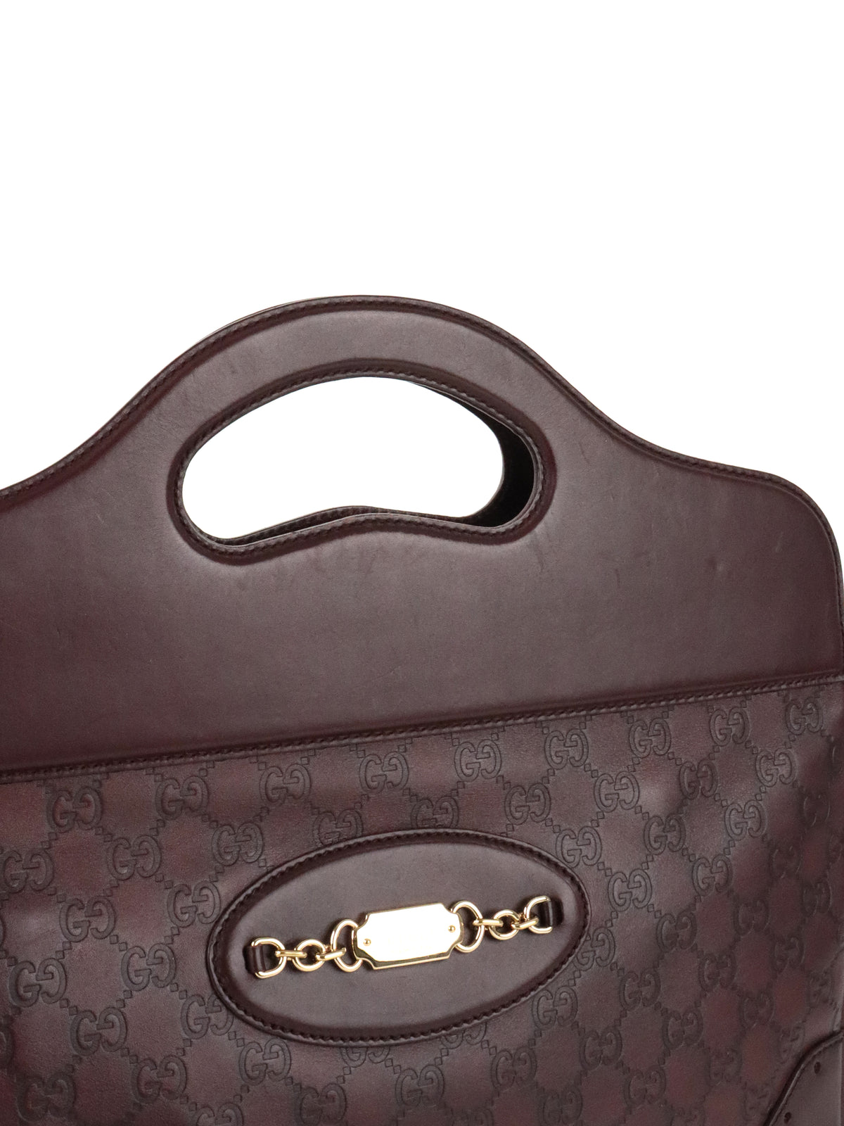 Gucci Vintage Medium Burgundy Guccissima Punch Top Handle Tote