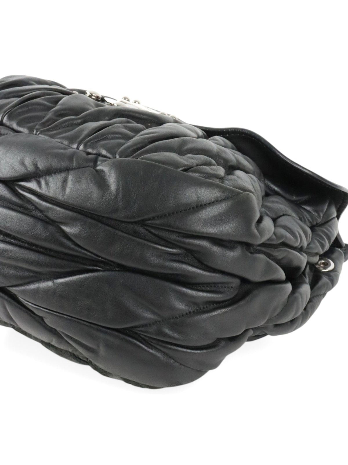 Miu Miu Black Matelasse Nappa Leather Shoulder Bag