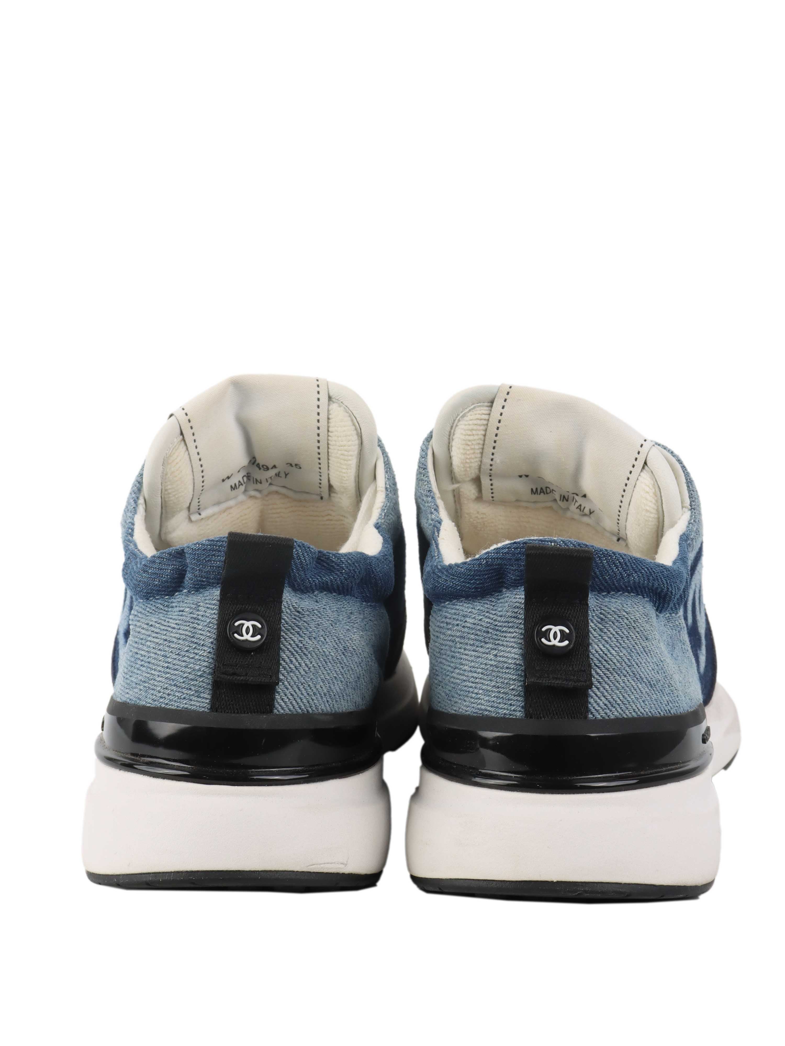 Chanel Blue Denim & White Sneakers.
