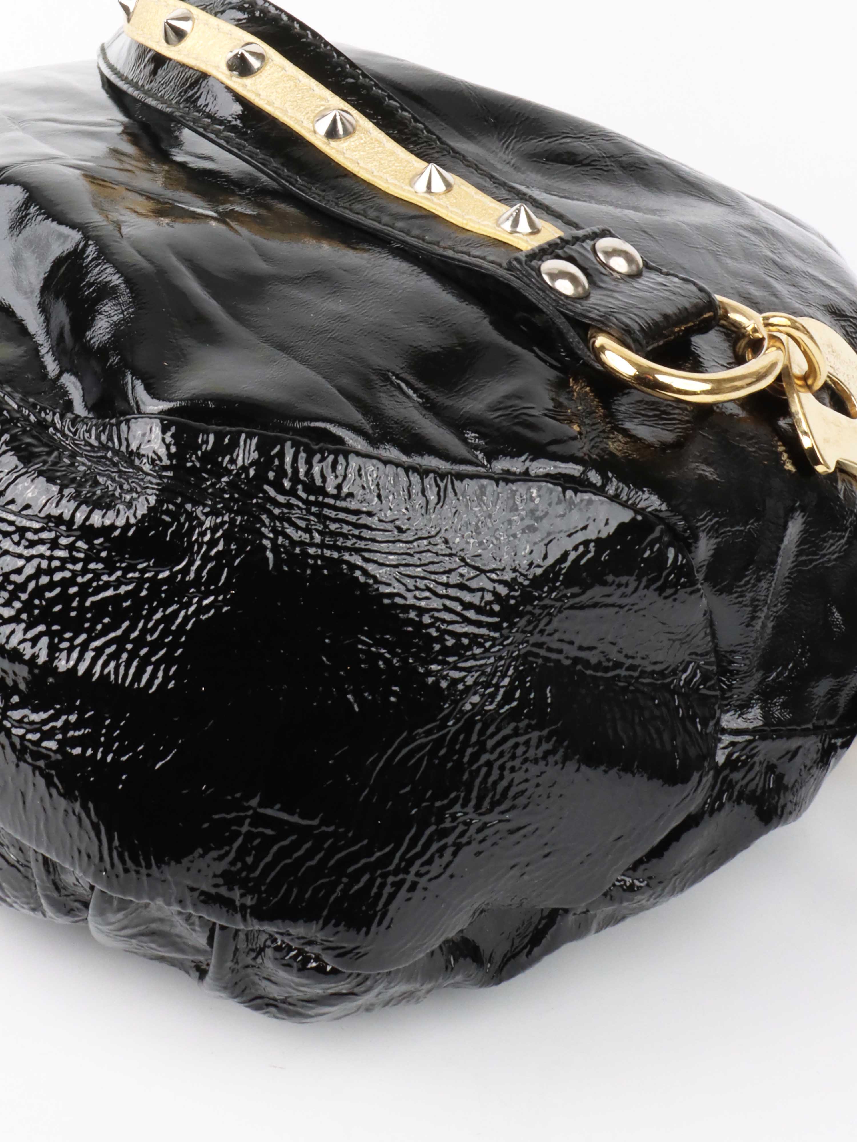 Dolce & Gabbana Black & Gold Patent Hobo Bag.