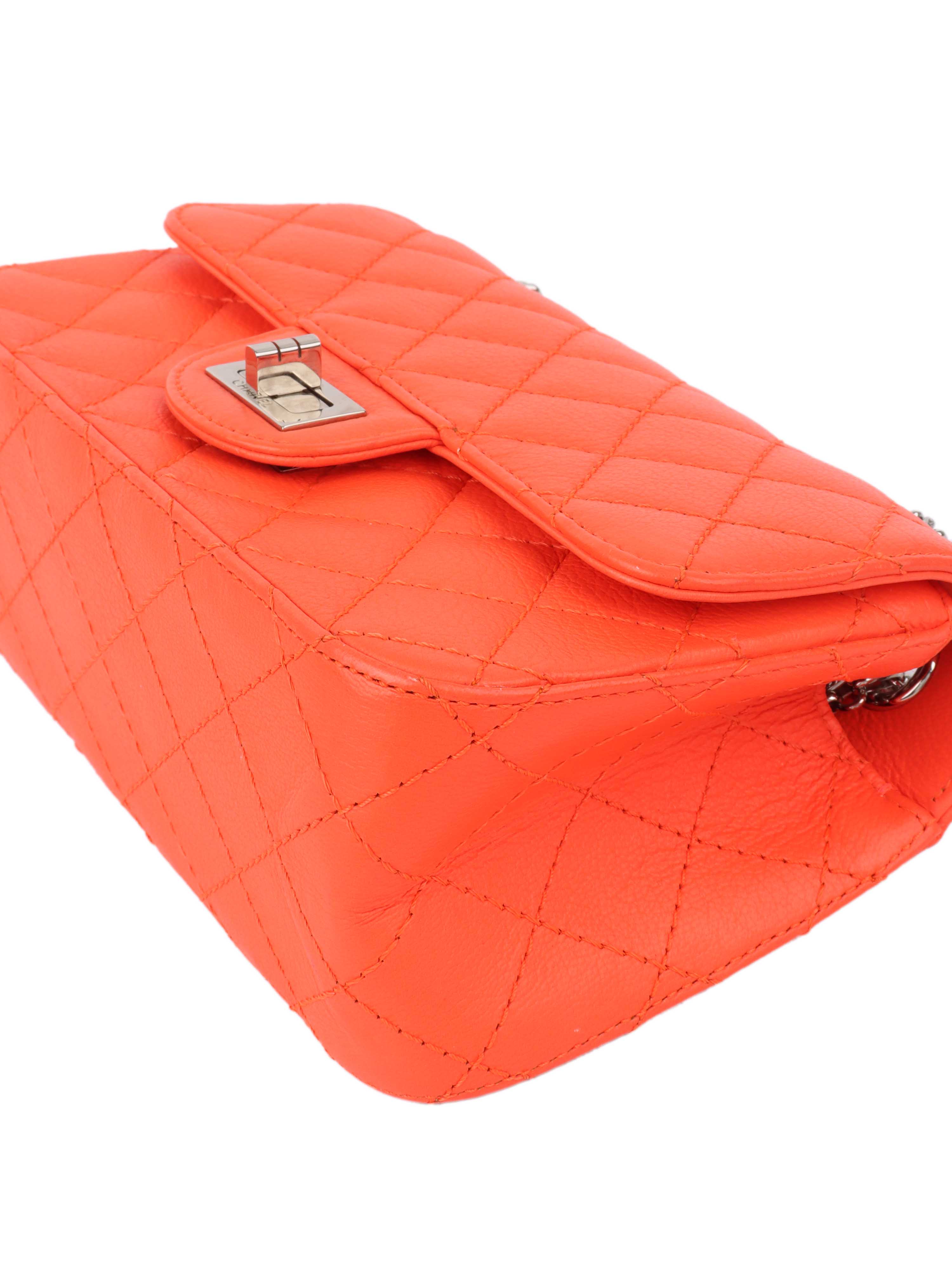 Chanel Small Bright Orange 2.55 Bag SHW.