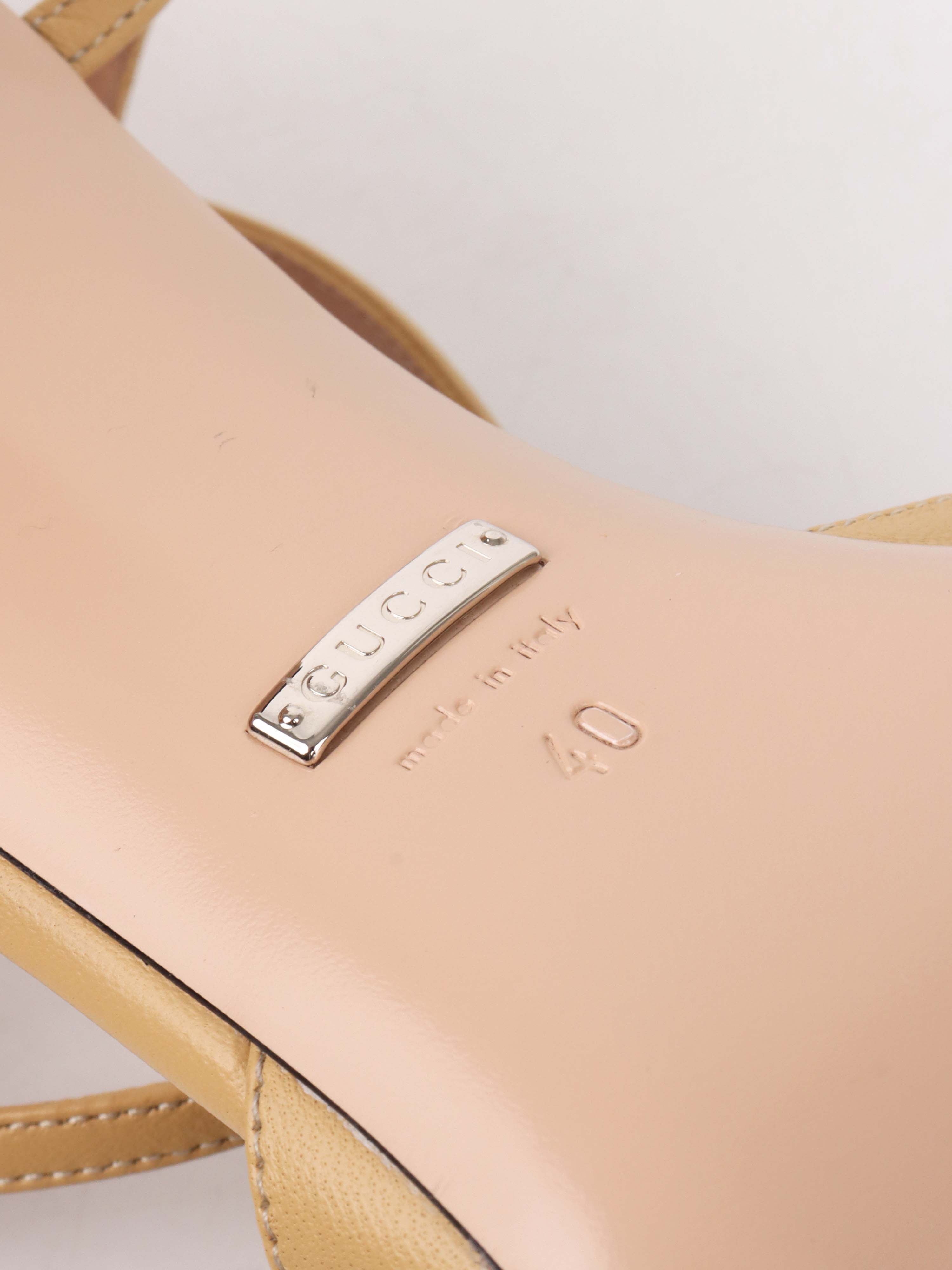 Gucci Beige Petite GG Slingback Pump.