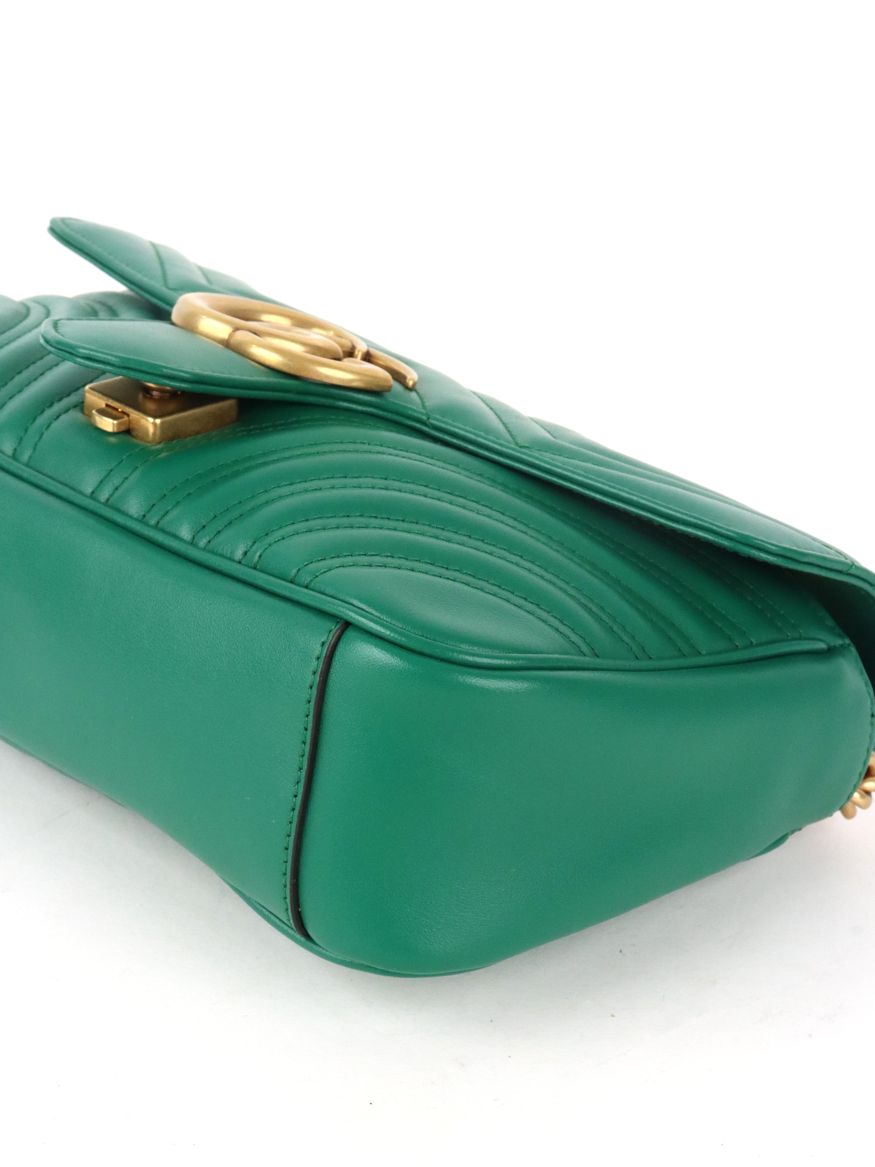Gucci Medium Green GG Marmont Shoulder Bag