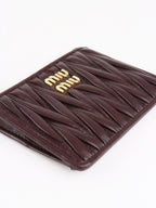 Miu Miu Dark Brown Matelassé Leather Zip Card Holder