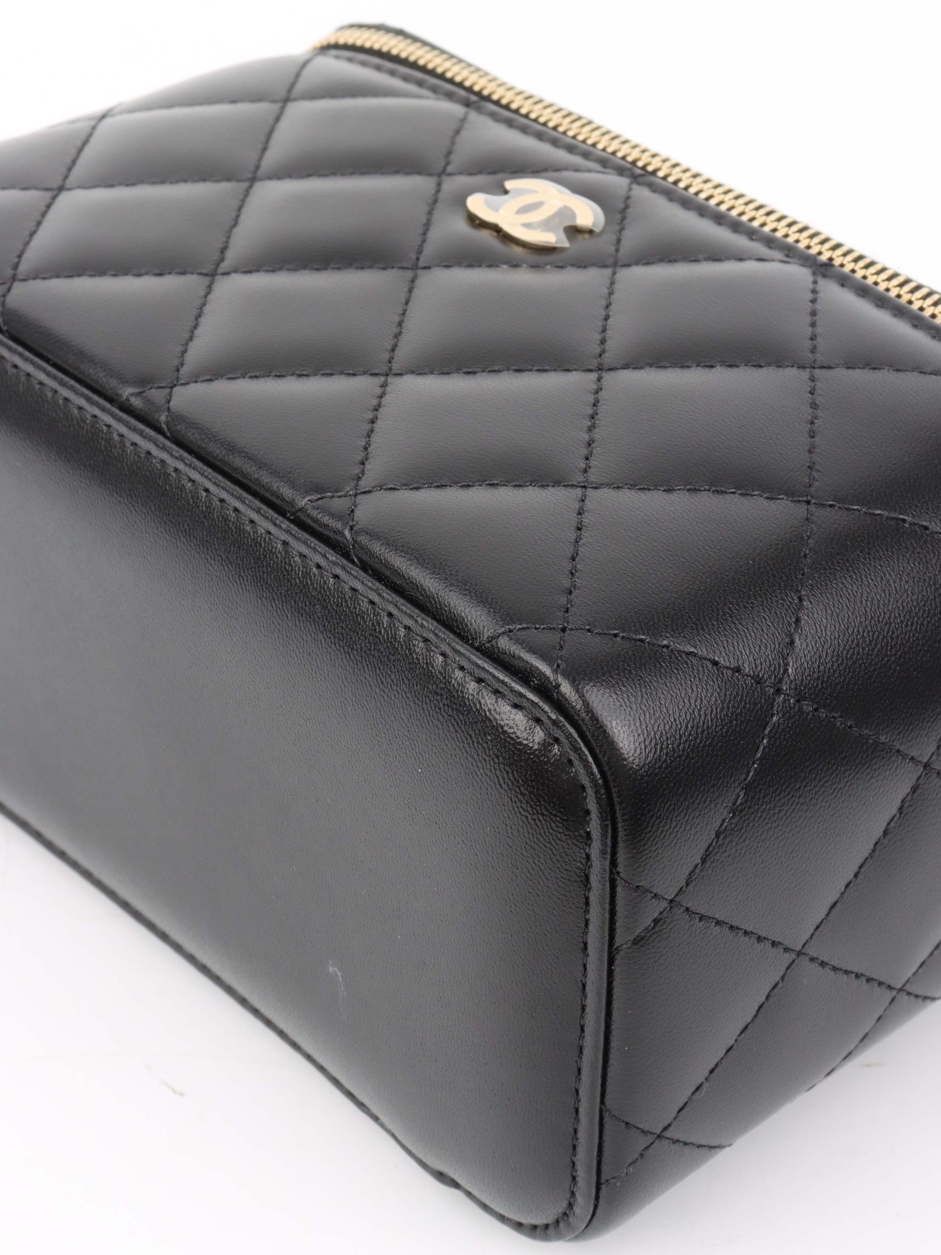 Chanel Black Lambskin Vanity Bag.