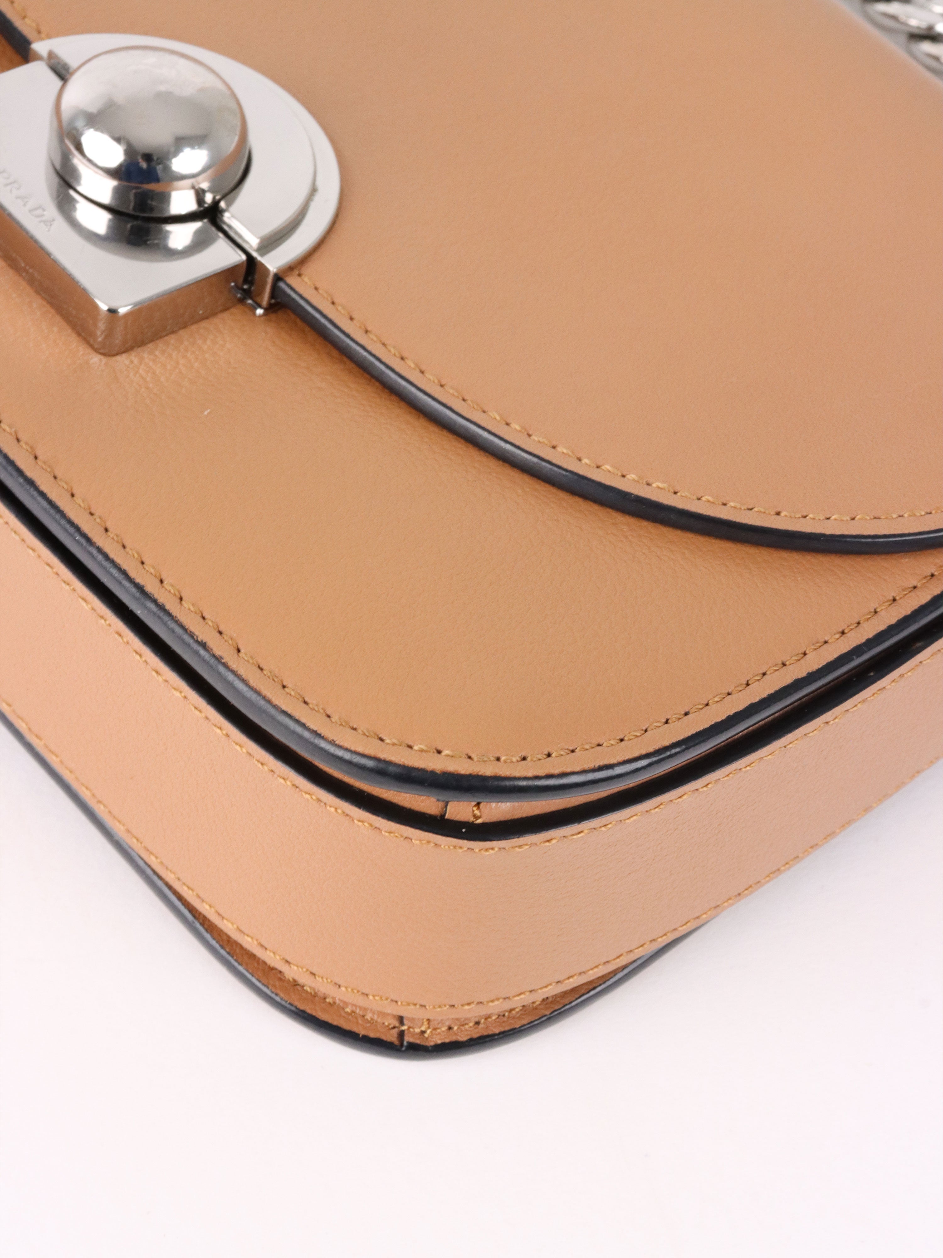 Prada Beige Arcade Chain Crossbody Bag.