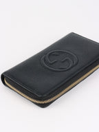 Gucci Black Soho GG Long Zip Around Wallet