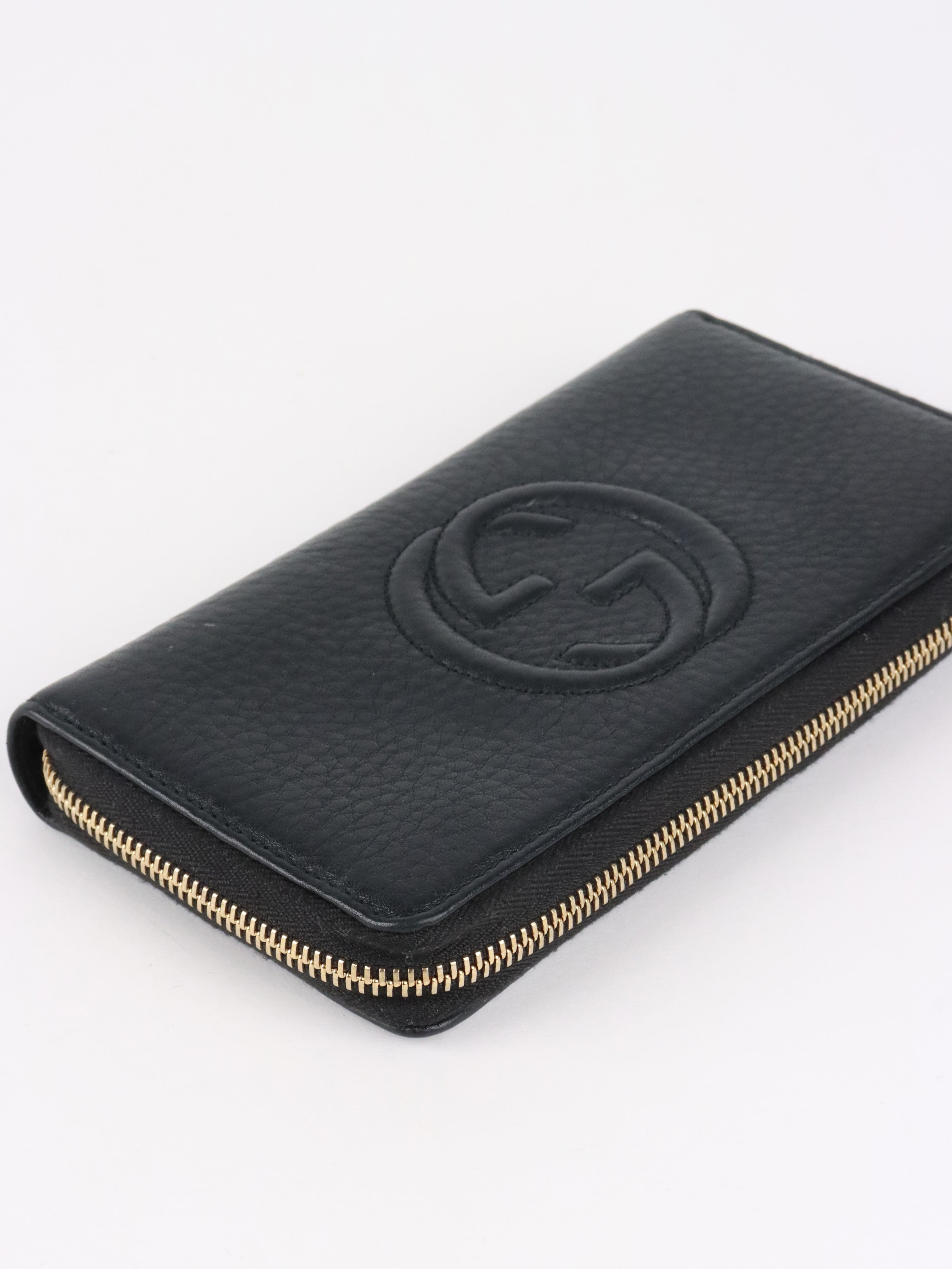 Gucci Black Soho GG Long Zip Around Wallet