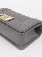Chanel Small Caviar Grey Boy Bag LGHW