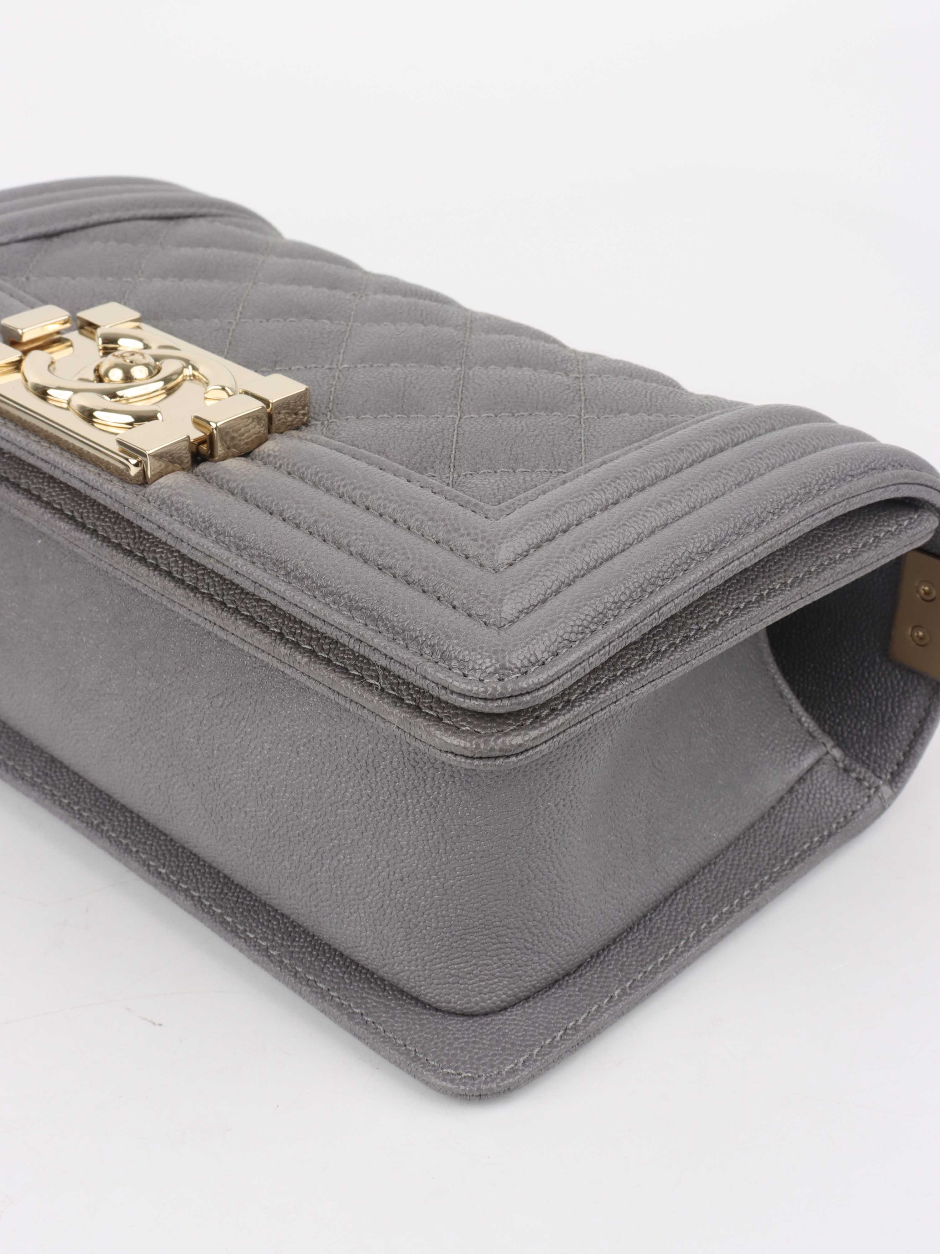 Chanel Small Caviar Grey Boy Bag LGHW