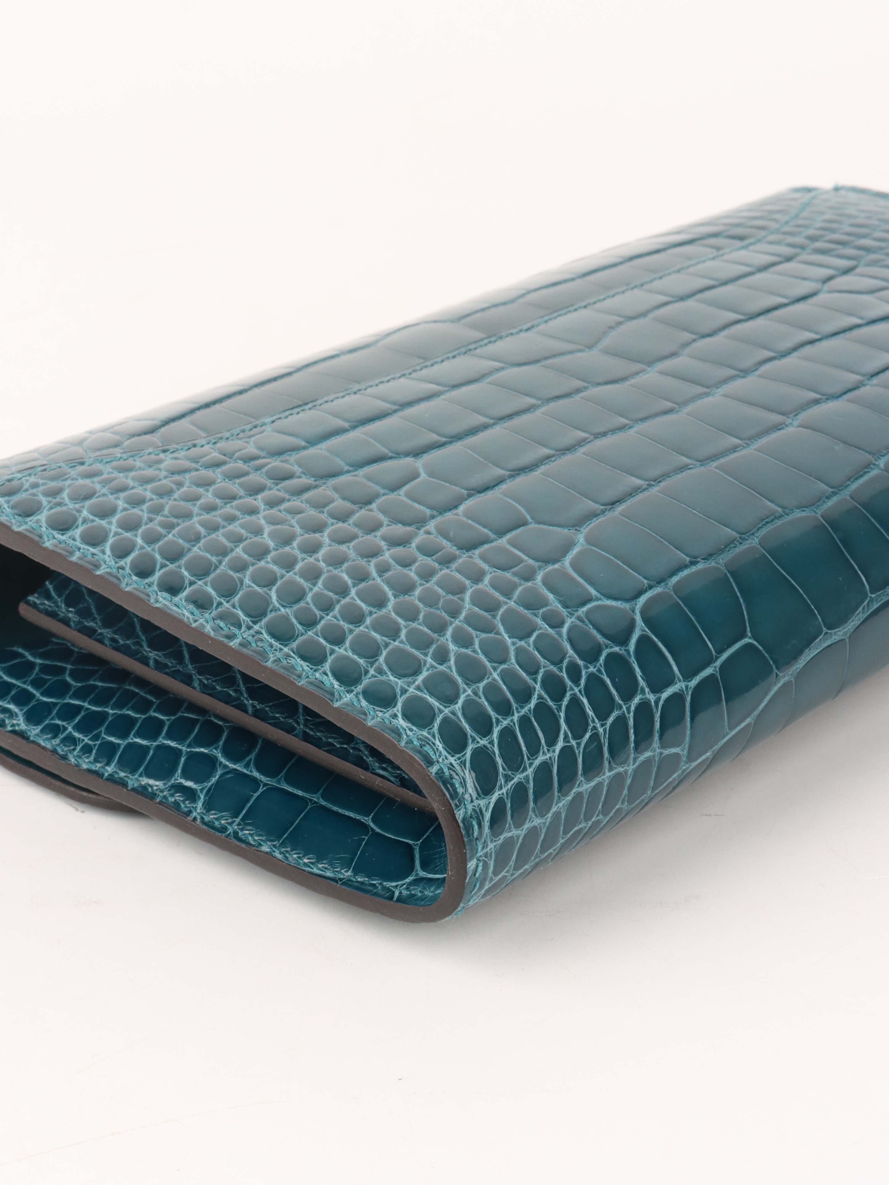 Hermes Alligator Constance Wallet Vert Bosphore.