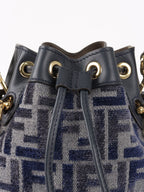 Fendi Mini Navy Fabric Mon Tresor Bucket Bag