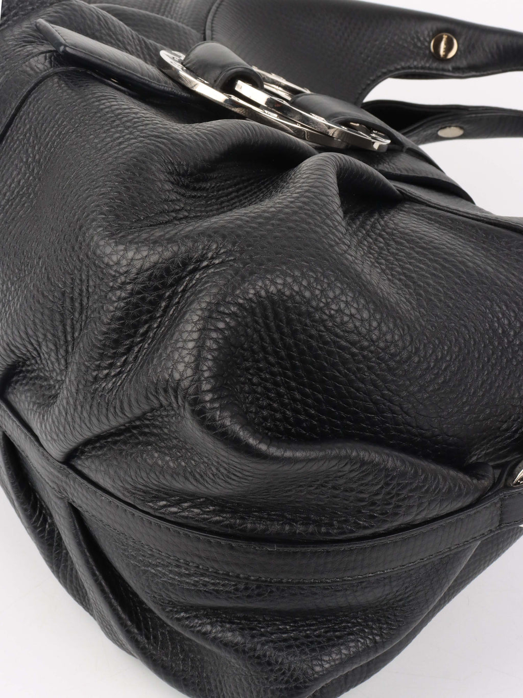 Bvlgari Black Leather Shoulder Bag with Handles.