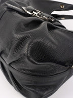Bvlgari Black Leather Shoulder Bag with Handles.