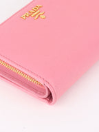 Prada Pink Zip Around Compact Wallet
