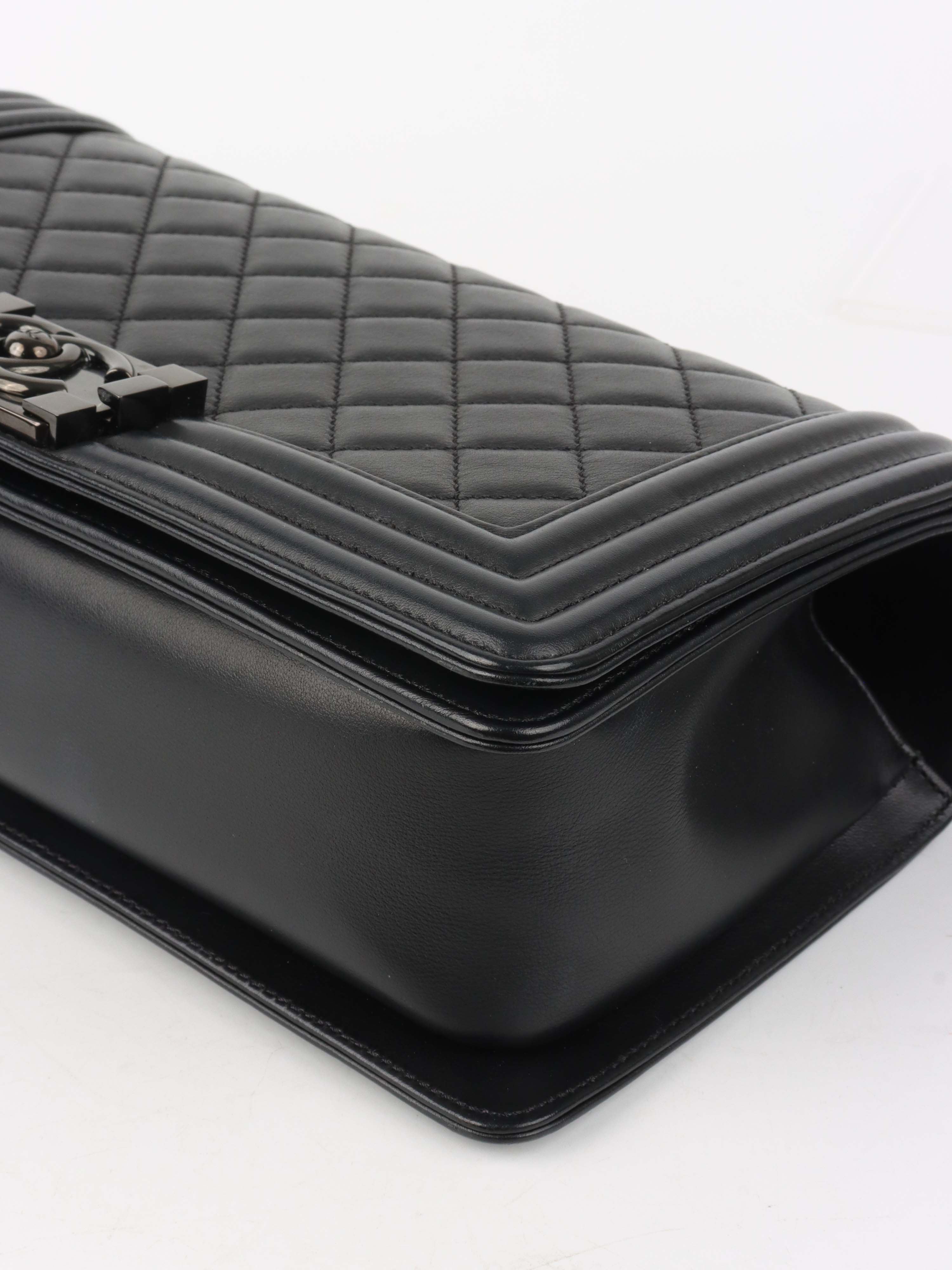 Chanel So Black Medium Lambskin Boy Bag.