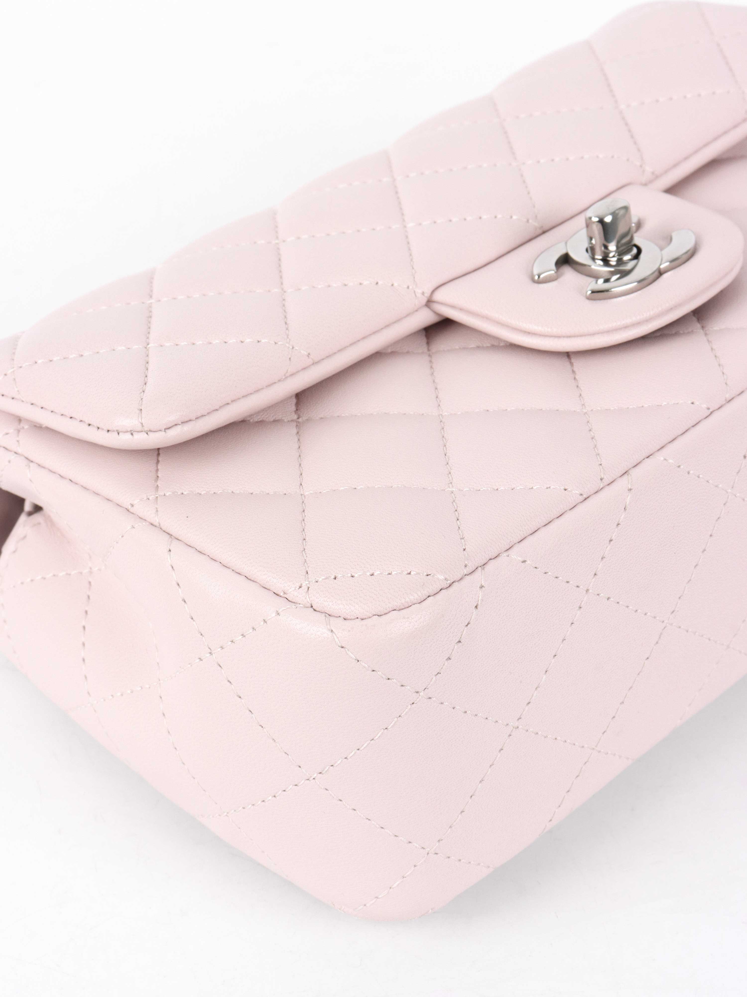 Chanel Light Pink Mini Rectangular Classic Flap SHW.