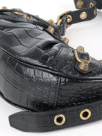 Balenciaga Black Crocodile Embossed Le Cagole XS Shoulder Bag