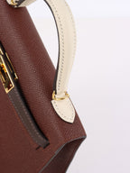 Hermes Mini Kelly Tricolour Terre/Ebene/Craie Stamp K