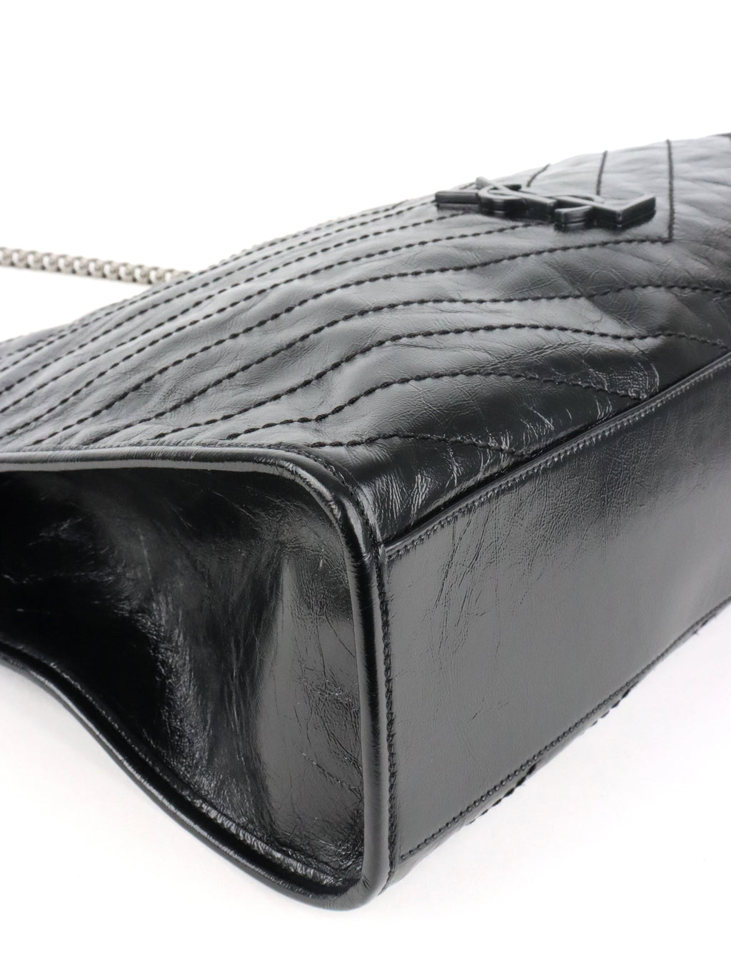 Saint Laurent Black Vintage Leather Niki Shopping Tote